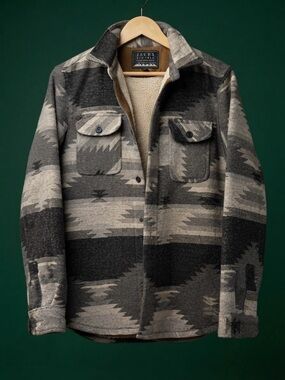 Jachs New York Men's Grey Southwestern-Patterned Shirt Jacket
